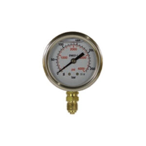 Manómetro de Glicerina, 63mm, 1/4"m, aço inox, entrada inferior