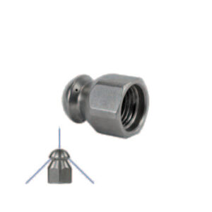 Bico Lavagem de Tubos, 1/4" fêmea, com jato frontal, Aço Inox